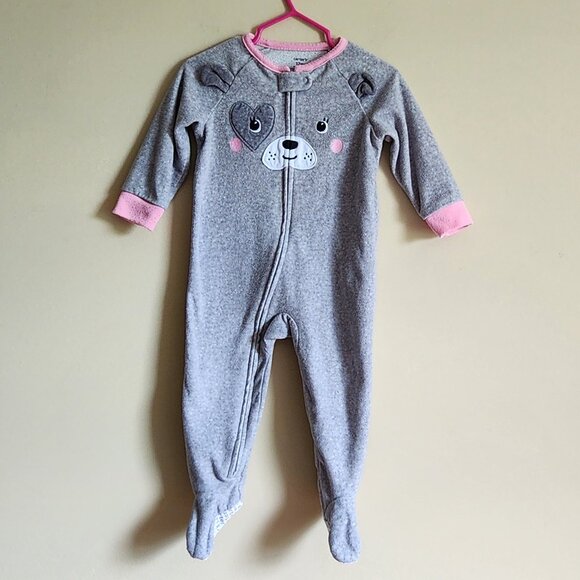 Carters Footed Zip Up Puppy Pajamas Size 12 Months - Picture 3 of 7